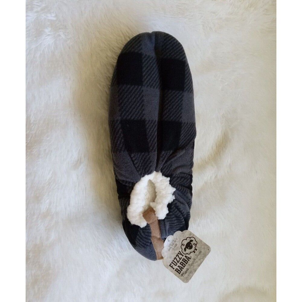 Fuzzy Babba Men's Sherpa Lined Slipper Socks (L/XL  10-12) Gray & Black … - Picture 4 of 8